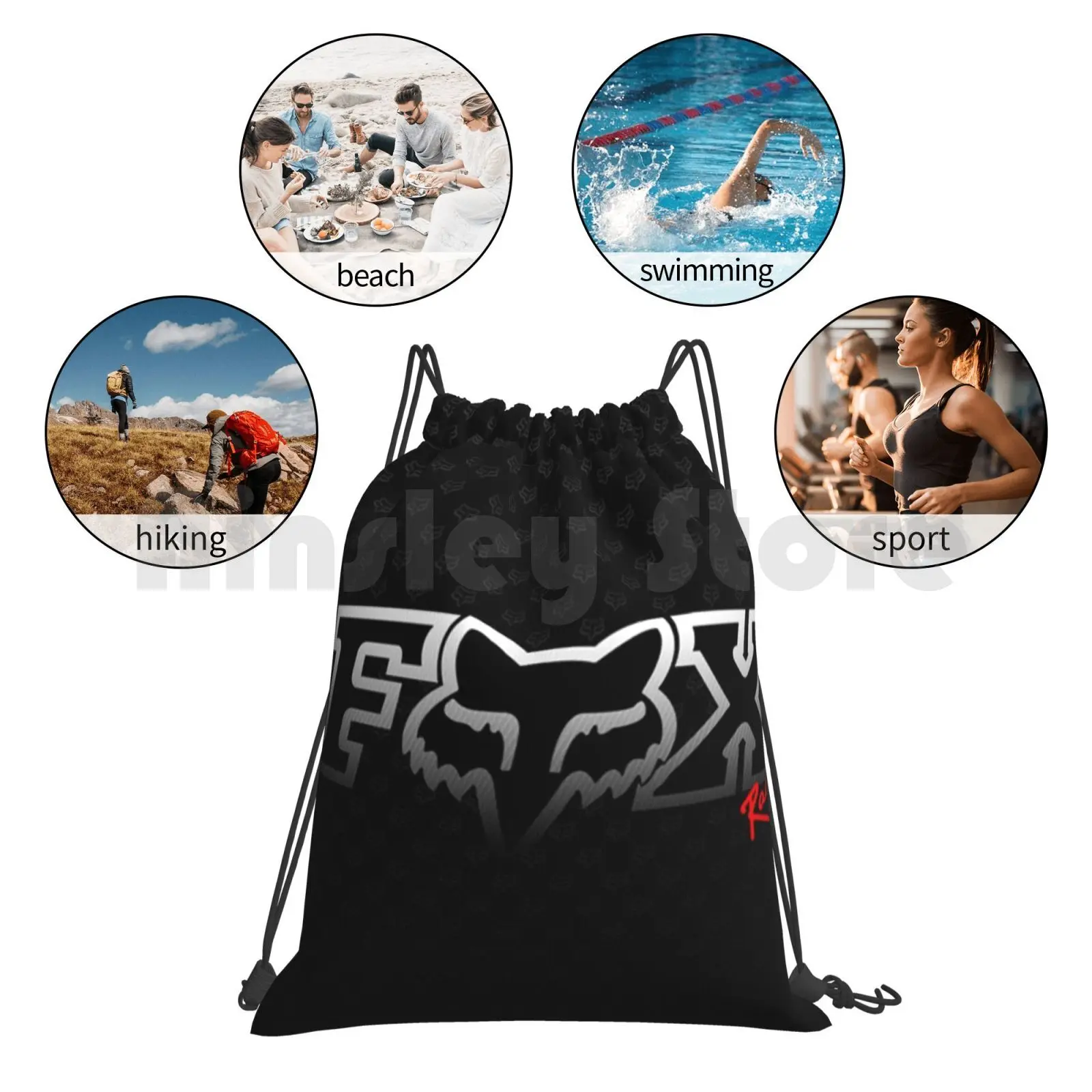 

Backpack Drawstring Bags Gym Bag Waterproof Team Motocross Sport Mr Fox