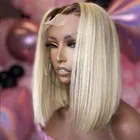 Парики из натуральных волос на полной сетке блонд с эффектом деграде с темными корнями, предварительно выщипанные бразильские прямые парики на сетке, прозрачные парики из натуральных волос без клея