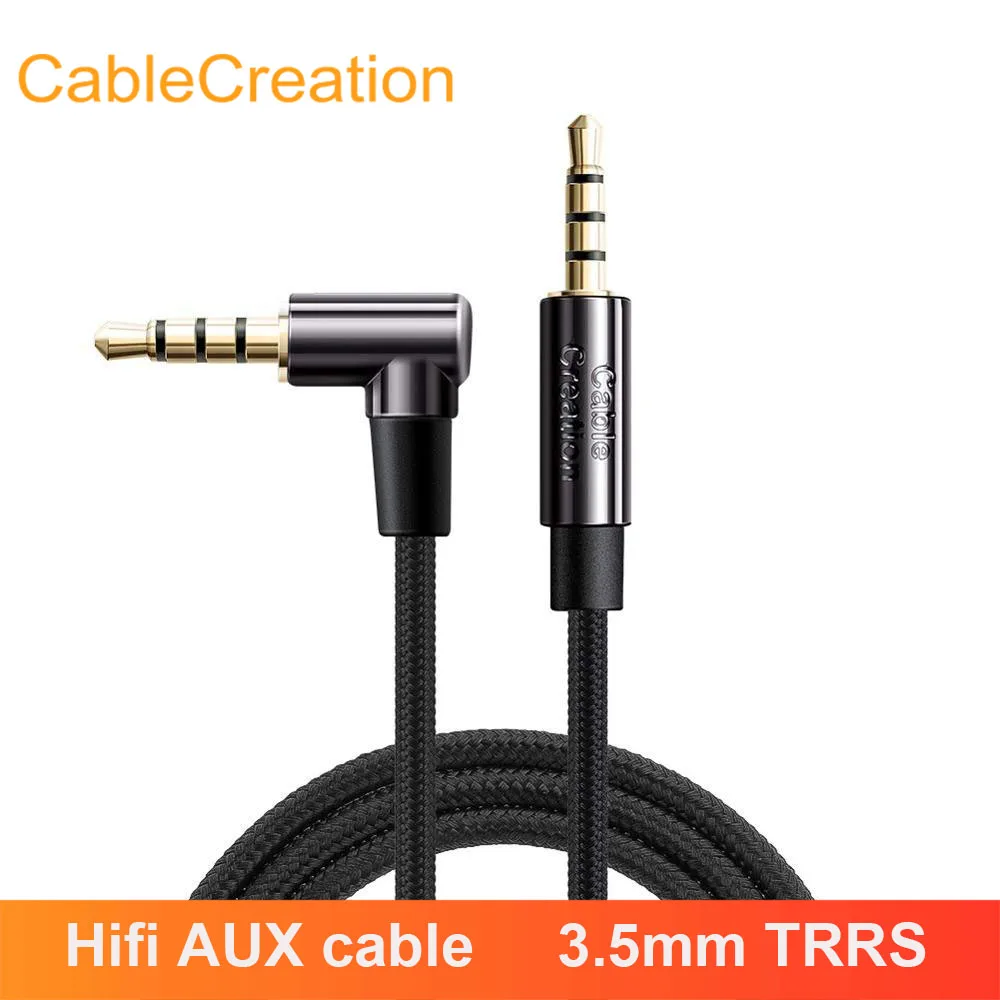 Кабель Aux CableCreation 3 5 мм кабель TRRS Прямоугольный штекер-штекер аудиостереоразъем