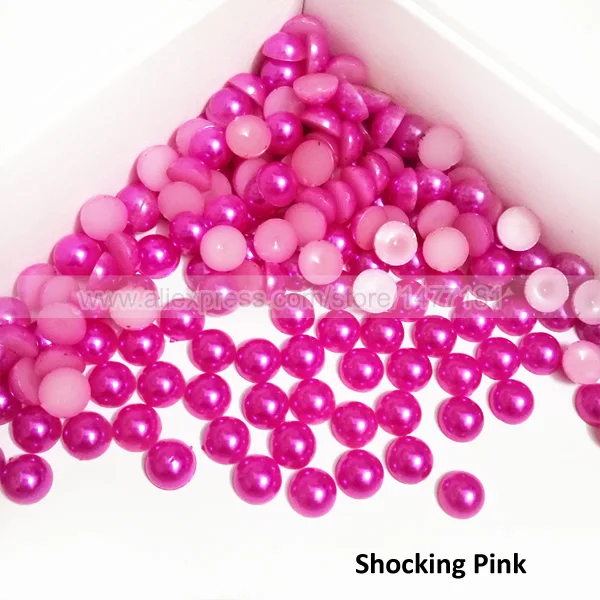 Shocking Pink 200 шт 8 мм жемчуг полукруглый имитация искусственного акрила с плоской задней частью Смола Кабошон полукупол жемчужная отделка бусины DIY товары для рукоделия - Цвет: Shocking Pink