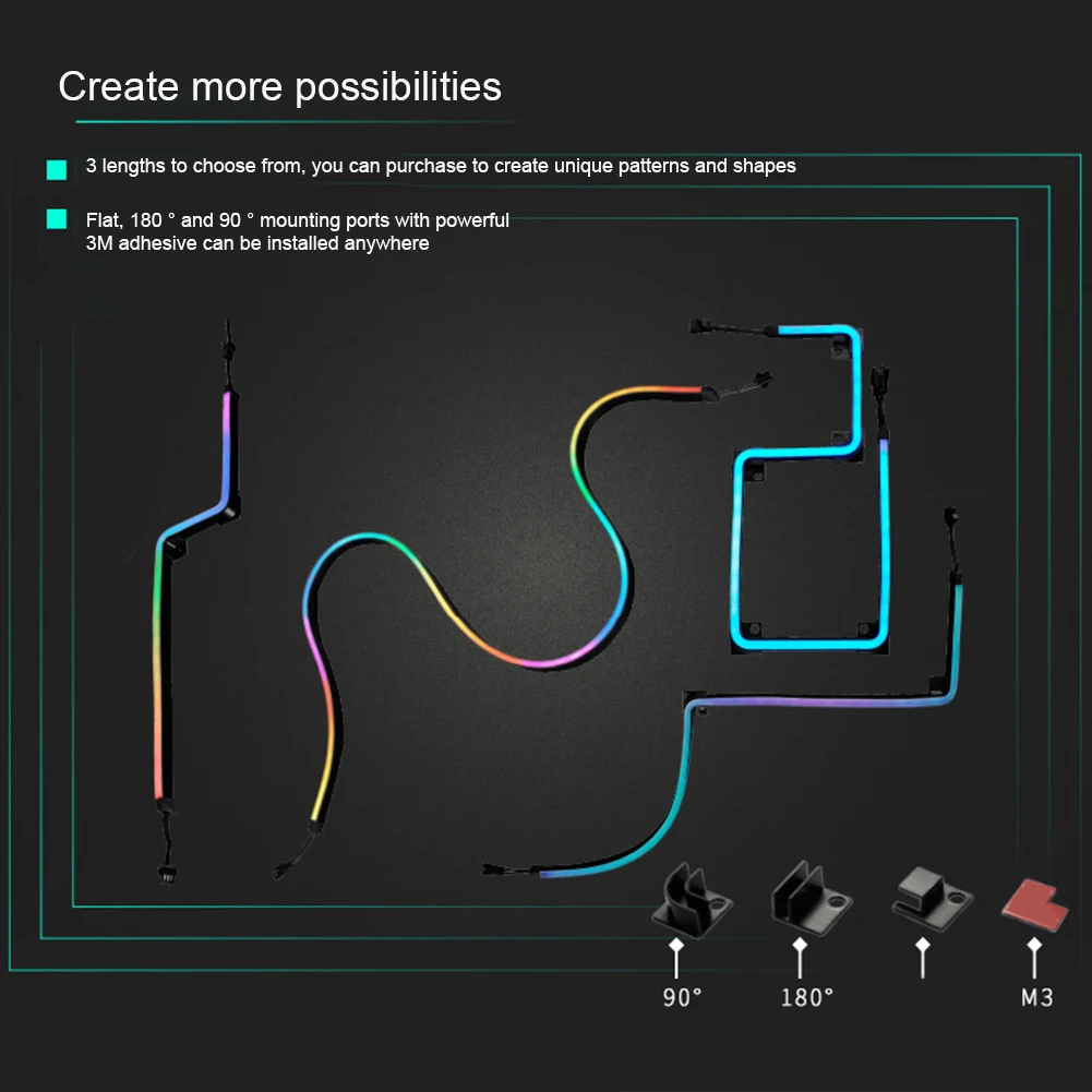 

550mm Motherboard DIY Accessories Computer Cases Controller Flexible Mounting 3Pin 5v Digital RGB Addressable LED Light Strip PC