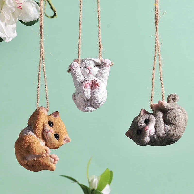 

Cute Cats Dogs Teddy Swing Animal Tree Pendant Hanging Decor Kawaii Birthday Gift Kids Toy Fairy Garden Miniatures Home Decor