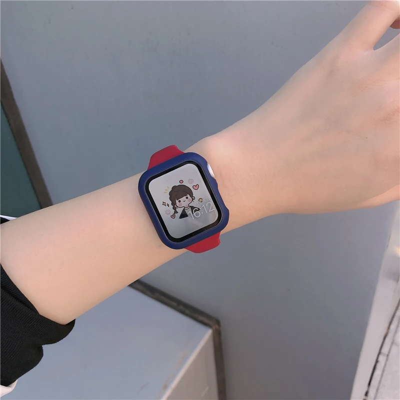 Ремешок силиконовый для Apple watch band тонкий браслет iWatch series 3 SE 5 4 6 7 44 мм 40 41 45 38 42 |