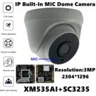 Купольная IP-камера XM535AI + SC3235, встроенный микрофон, аудио, 3MP, 2304*1296, H.265, 3 массива, инфракрасный светодиодный, IRC XMEYE, ONVIF, P2P, радиатор