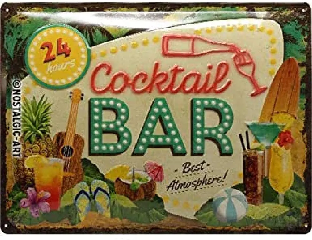 

Metal Signs Cocktail Bar Vintage Wall Tin Plaque Wall Painting Wall Art Apply To for Outdoor Cafe Pub Home Decoration 20x30cm