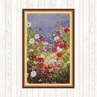 pastoral flowers counted dmc 14ct 11ct cross stitch diy embroidery needlework sets cross stitch kits wall home decor needlepoint