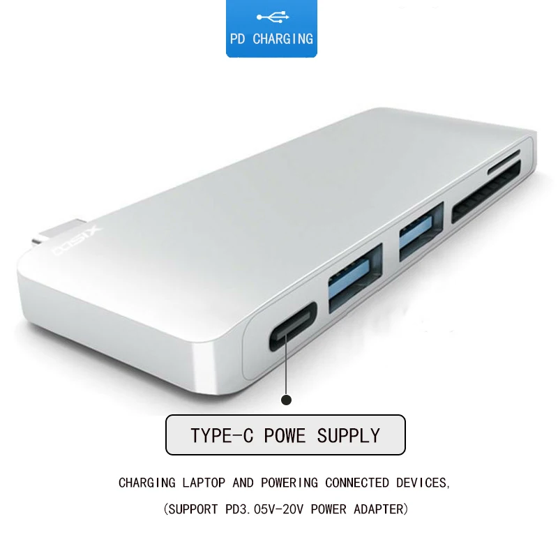 

Bkscy Type C Hub Adapter with 2 USB 3.0 Ports, SD and Micro SD usb hub Card Reader and A Charging Port for MacBookPro usb C Hub