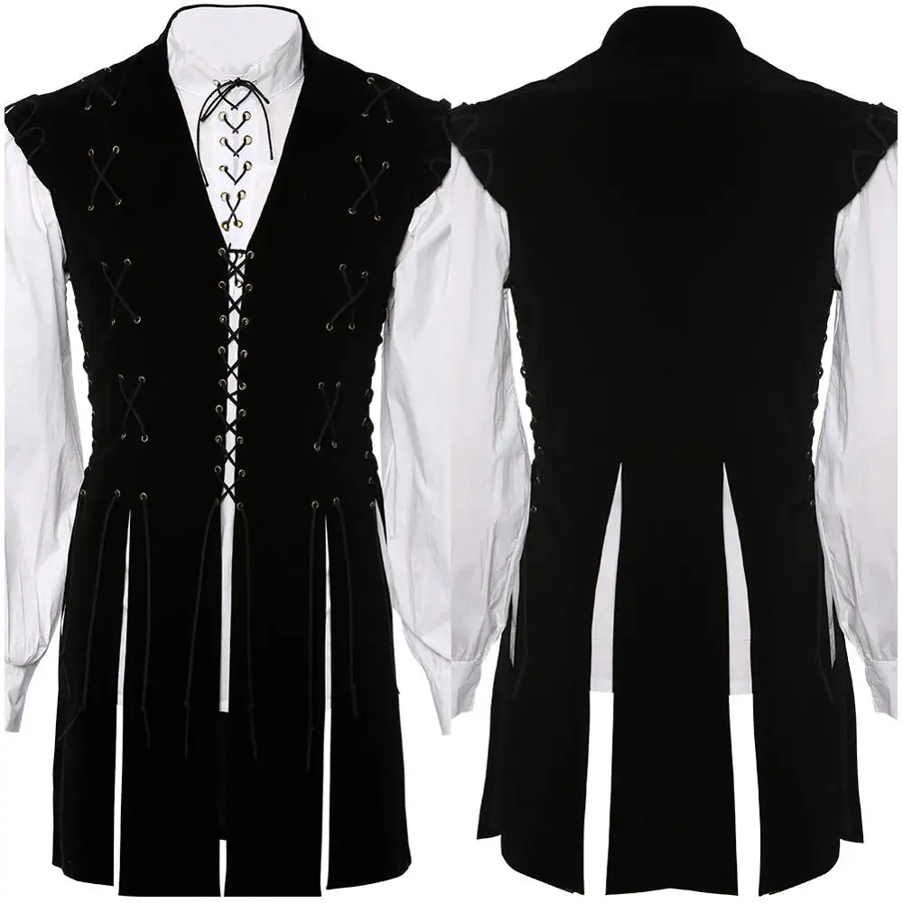 Готический Средневековый Ренессанс мужской костюм рыцаря одежда рубашка