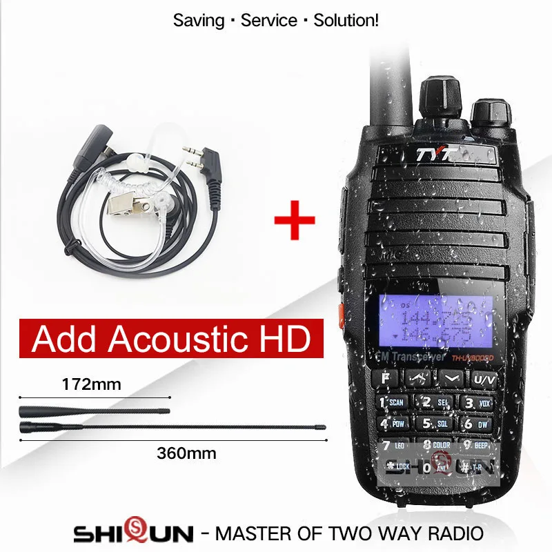Add Acoustic HD TYT TH-UV8000D портативная рация 10 км двухдиапазонный VHF UHF 10 Вт Радио Comunicador 10 км 3600 мАч функция перекрестного ретранслятора радиоприемник TYT - Цвет: Add Acoustic HD