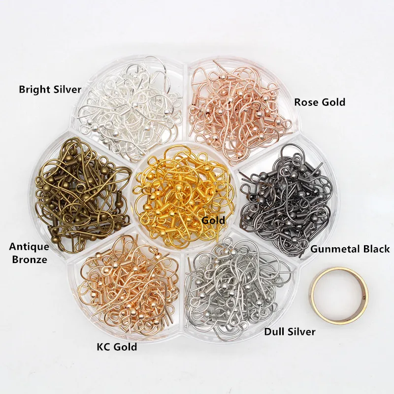 Серьги-гвоздики крючки ушные провода с шариком и катушкой гипоаллергенные