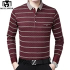 Мужская полосатая рубашка-поло MIACAWOR, с длинным рукавом, для весны, для мужчин, T809