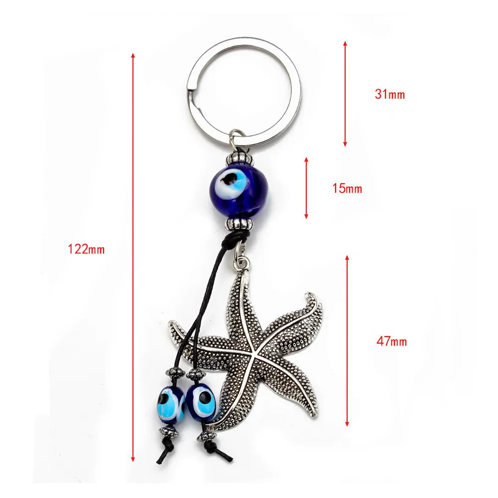 

1PC Dolphin Leaves Flower Keychain Devil's Eye Ocean Series Pendant Starfish Car Accessories