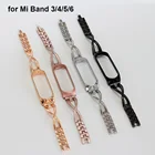 Браслет из нержавеющей стали для Mi Band 4, ремешок для часов Xiaomi Mi Band 6 5 4 3, металлический блестящий тонкий ремешок для часов для женщин