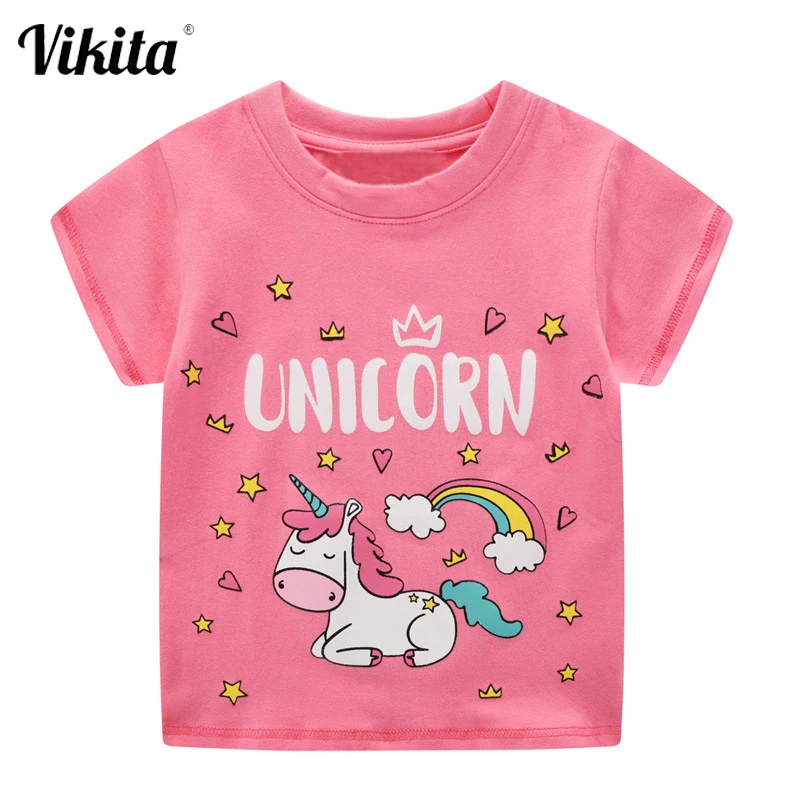 VIKITA/детская футболка для девочек Повседневные топы маленьких Летняя одежда