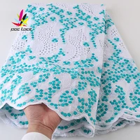 2021 cheap cotton dry lace fabric blue color african nigerian high end quanlity embroidery new style design for dress