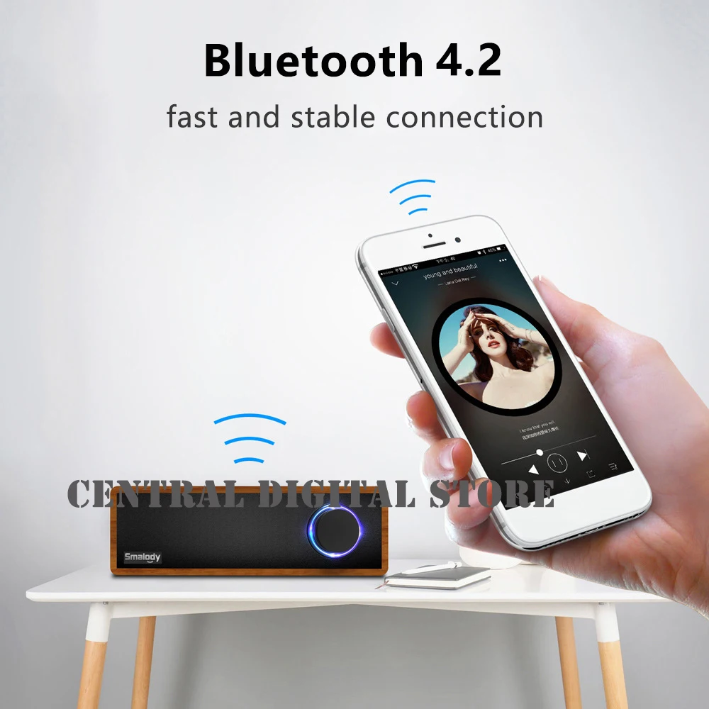 Деревянная стереоколонка Bluetooth в стиле ретро Портативная Домашняя Небольшая