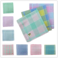 12pcs 29 29cm polyester cotton plaid light colored womens handkerchief