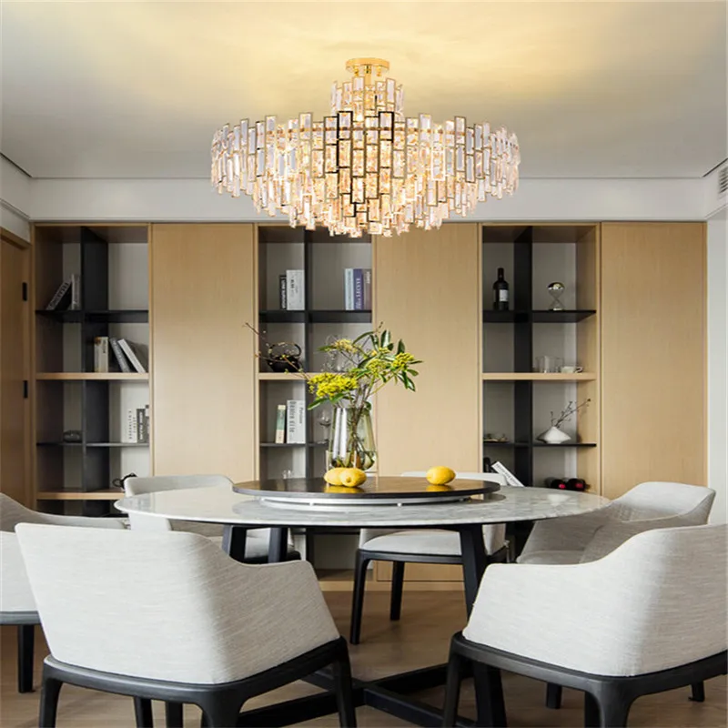 Хрустальная люстра из нержавеющей стали для гостиной современный светильник в