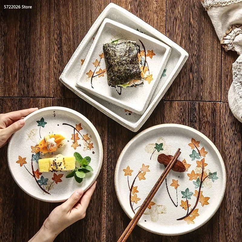 

Ретро кухонные принадлежности креативная керамическая тарелка для стейка обеденная тарелка в японском стиле домашняя простая тарелка для ...