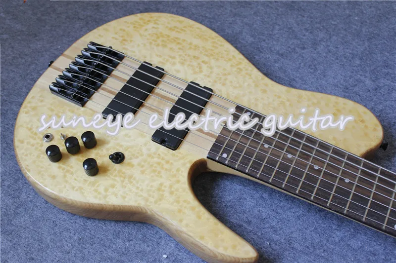 Китайская натуральная древесина Fodera 7 струн электрическая бас гитара Шея через