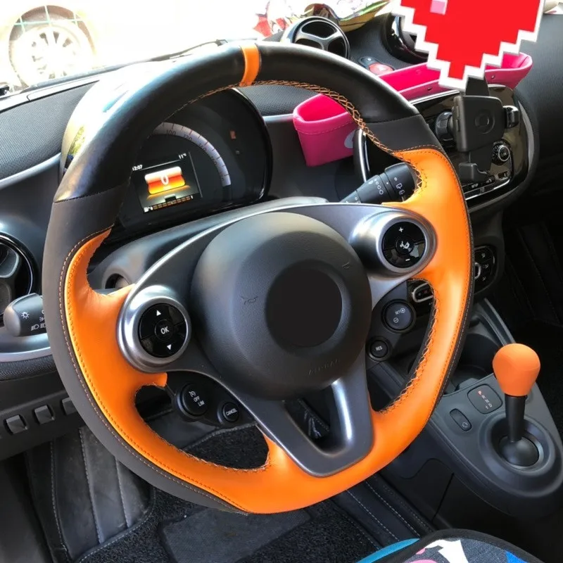 Чехол на руль автомобиля из натуральной кожи защитный чехол для Smart fortwo forfour 2015 2016