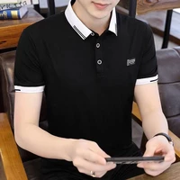 summer mens cotton short sleeve t shirt korean slim lapel polo shirt casual fashion mens short sleeve