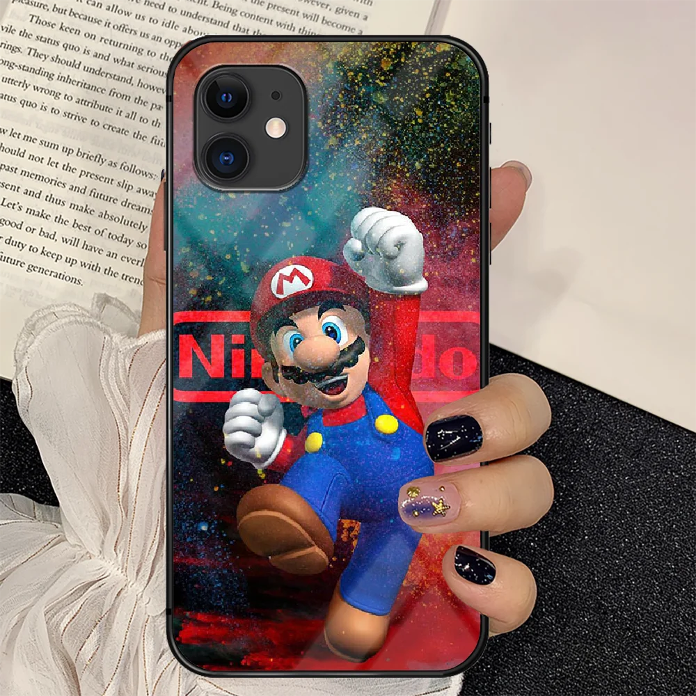 

Fun Super Marios Phone Tempered Glass Case Cover For IPhone 6 6S 7 8 11 12 X Xr Xs Se 2020 Pro Max Plus Mini Trend Painting 3D