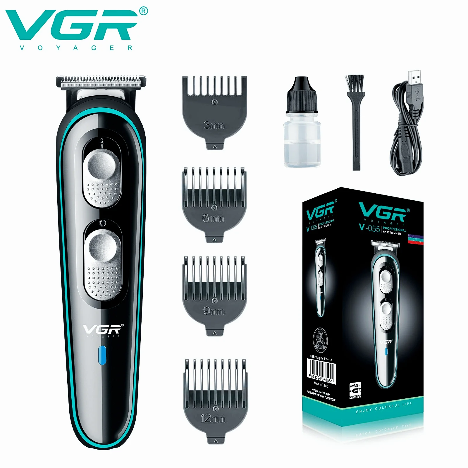 VGR Hair Cutting Machine Electric Hair Clipper Professional Hair Trimmer For Men Bald Haircut Machine Barber USB Charging V-055 enlarge