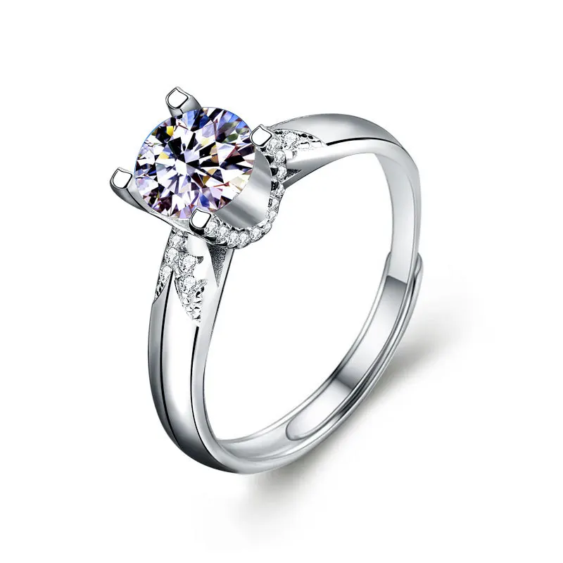 0.5ct 5 мм круглая огранка EF VVS1 Муассанит кольцо 925 серебряное с бриллиантом
