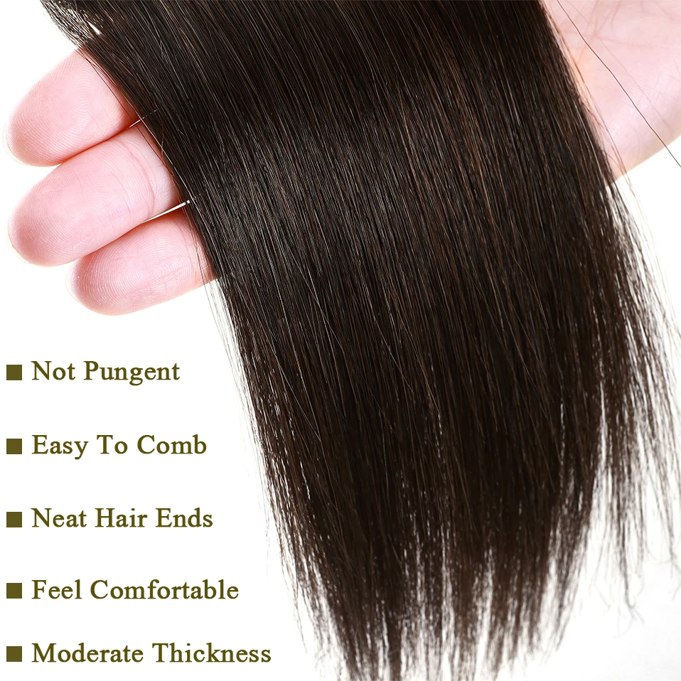 

S-noilte 1pc Straight Clip in Hair Extensions Human Hair Side Head 6inch 10inch Black Brown Women Fake Hairpiece Platinum Blonde