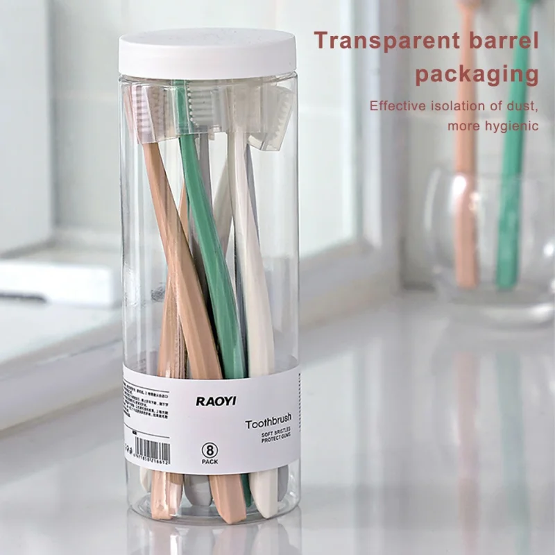 

8-pieces Soft Bristle Toothbrush With Protective Cover Home Use Oral Hygiene Toothbrush Teeth Dirty Cleaning Tool