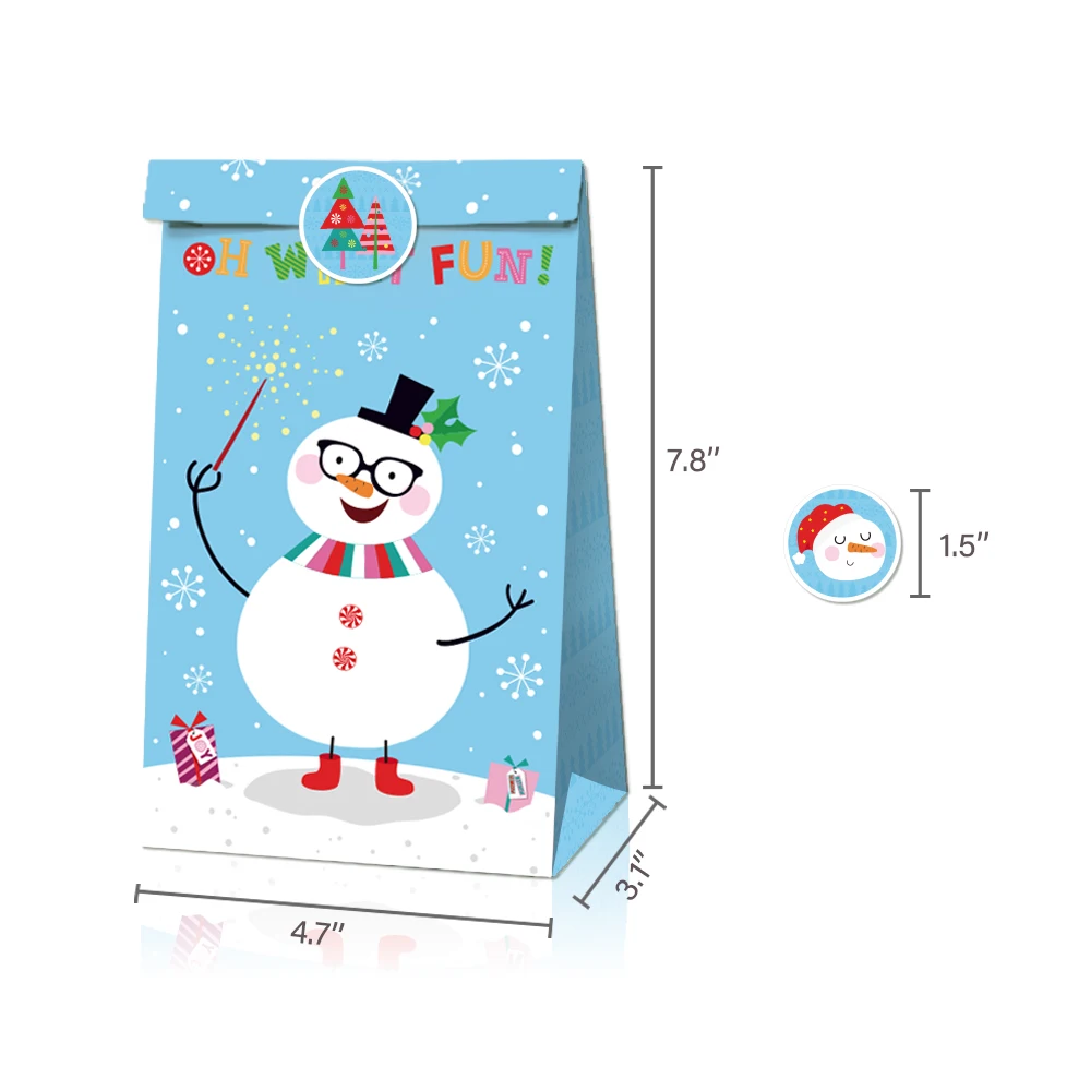 

Winter Snowman Snowflake Gifts Candy Bags Merry Christmas Party Thank You Paper Gifts Bags Kids Party Favors