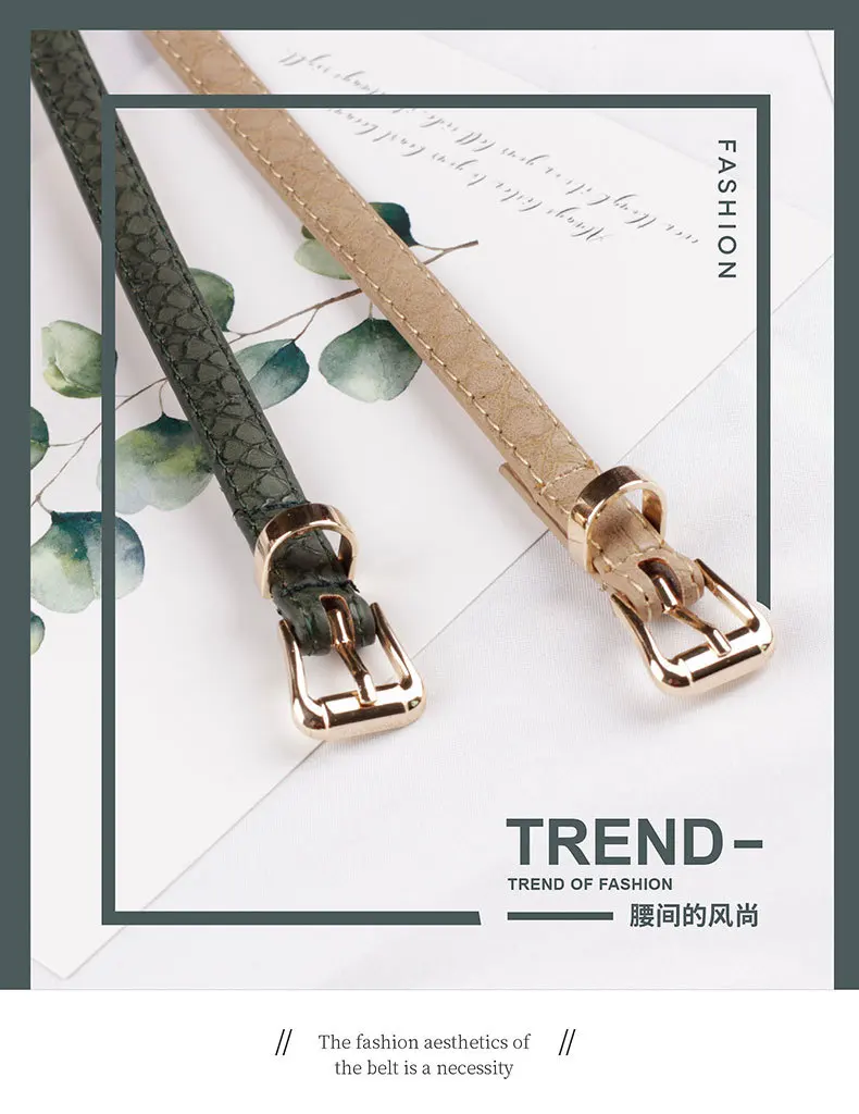 105x1.1cm Female Pu Leather Snake Belts Women Thin Skinny Waist Belts for Dress Hot Pin Buckle Waistband Cinto Feminino