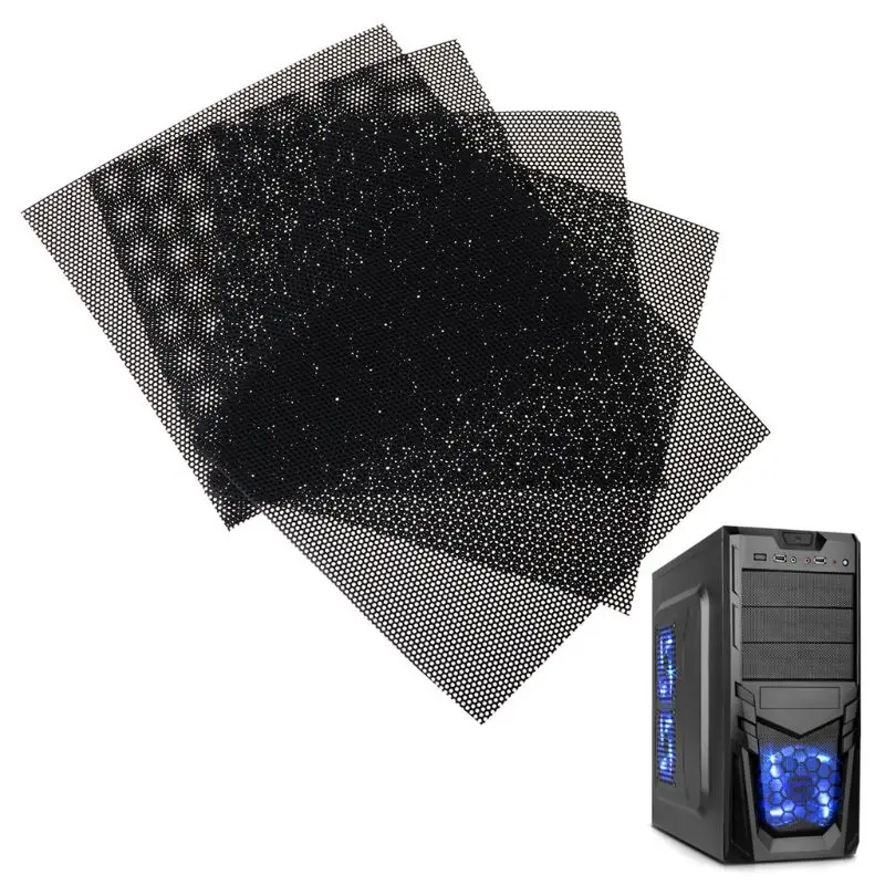 5 шт. 10x10 см DIY компьютерная сетка ПВХ PC чехол вентилятор охладитель черный Пылезащитный фильтр сетевая сетка шасси Пылезащитная крышка