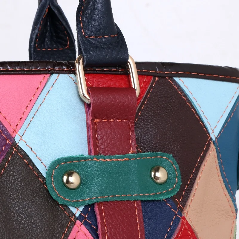 

YourSeason 2021 Colorful Stitching Ladies Fashion Plaid Casual Tote Bag Large Capacity Women Shoulder Genuine Leather Bags