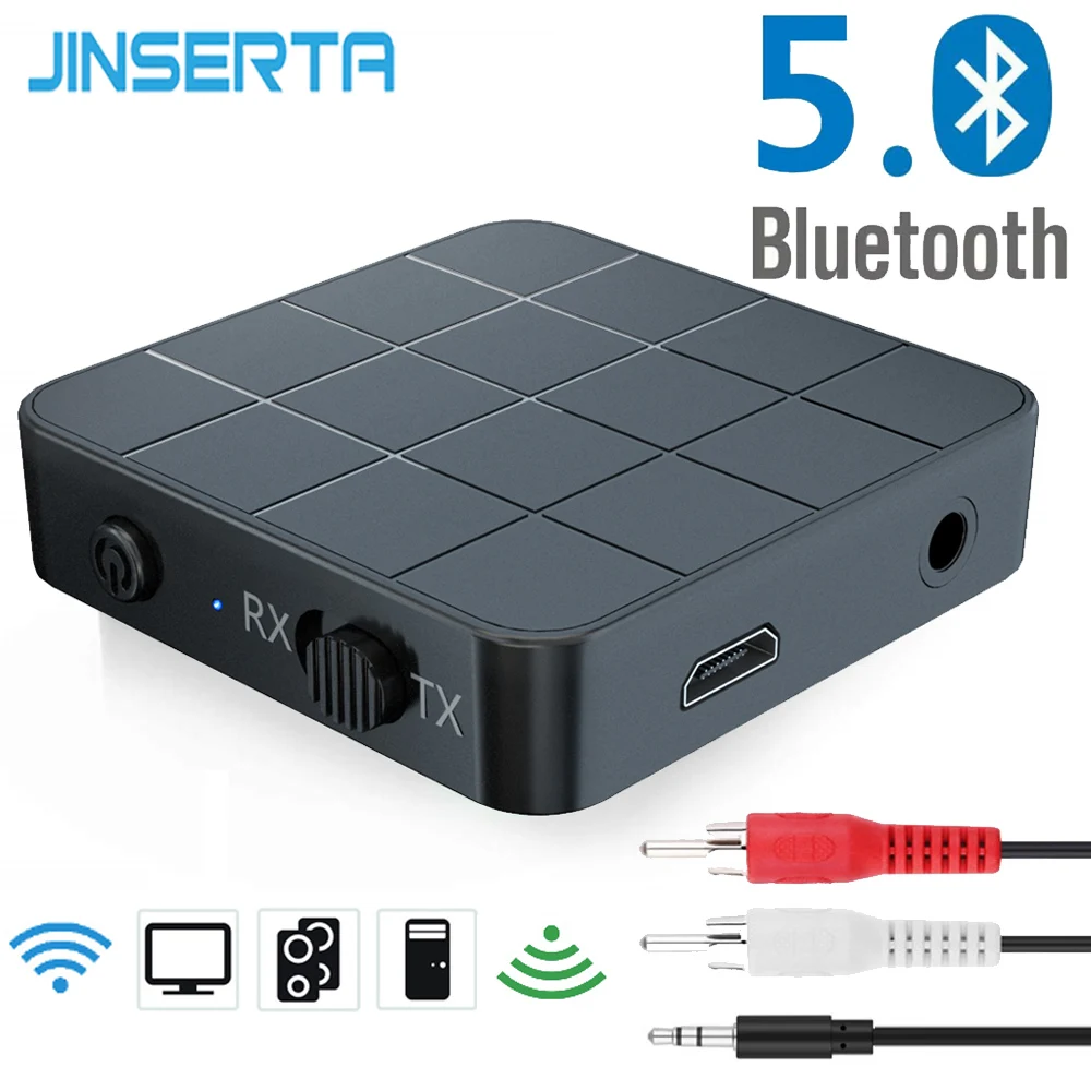 JINSERTA 2 в 1 Bluetooth 5 0 приемник передатчик 3 мм AUX аудио адаптер для автомобиля ТВ ПК