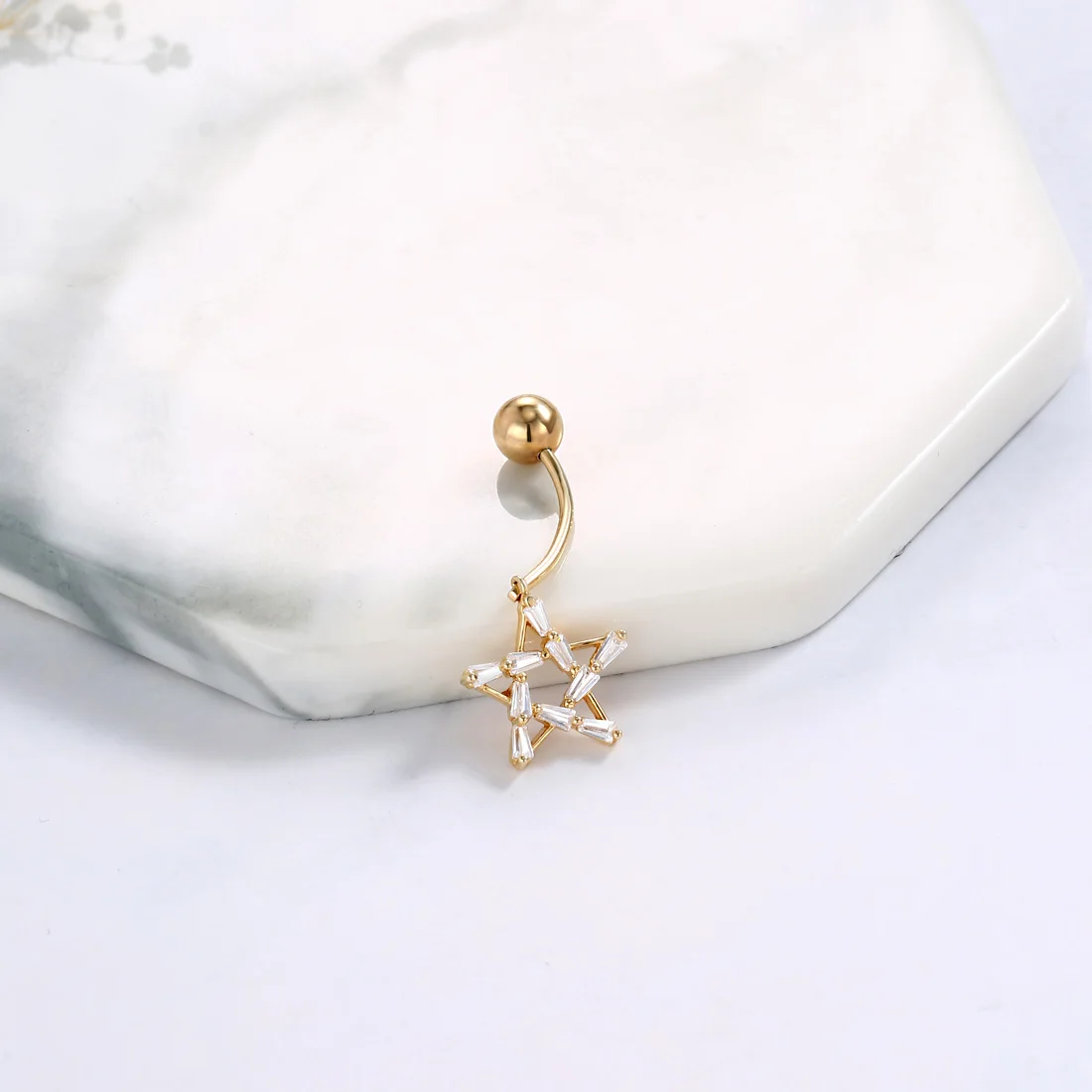 Кольцо Neoglory S925 для пупка с цирконом женщин пирсинг тела белая блестящая