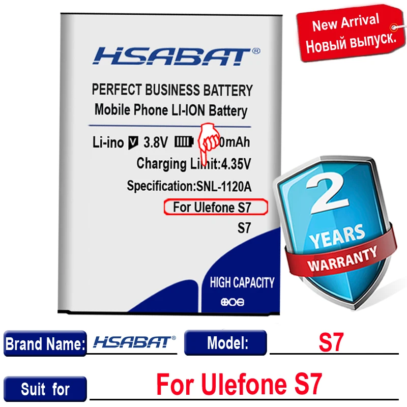 Аккумулятор HSABAT 0 цикл 4600 мАч для Ulefone S7 MTK6580 5 дюйма высококачественный Сменный
