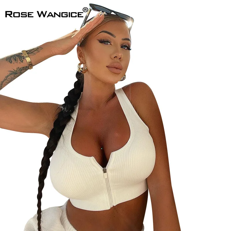 

Zipper Tank Top Women Sexy Backless Camis Women Sleeveless V-Neck Fashion Streetwear Summer Vest Slim Top Elastics Crop Camis