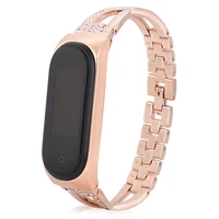 fashion women x shape diamond bling metal watch band for xiaomi mi band 6 5 4 strap bracelet for miband link wrist belt