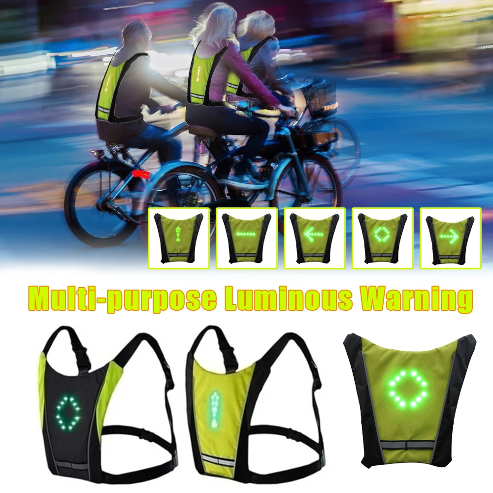 

New 2020 LED Wireless Cycling Vest 20L MTB Bike Bag Safety LED Turn Signal Light Vest Bicycle Reflective Warning Vests With Remo