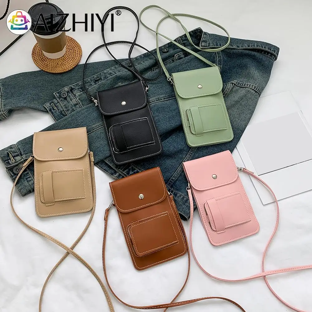 Fashion Women Design Luxury Hand Bag Female Travel PU Touch Screen Phone Purse Messenger Bag Solid Color Mini Handbag