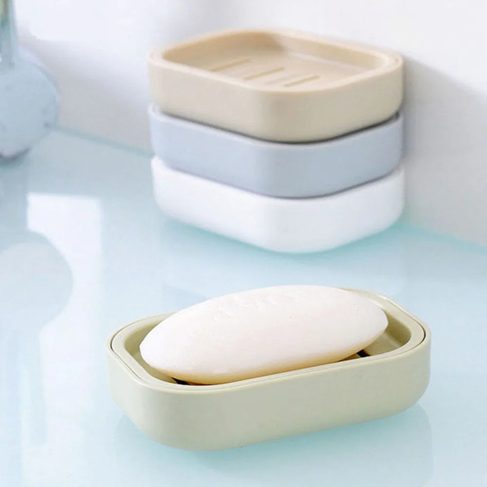 

1PCS Plastic Soap Dish Plastic Bathroom Creative Double draining soap holder Non-slip soap box