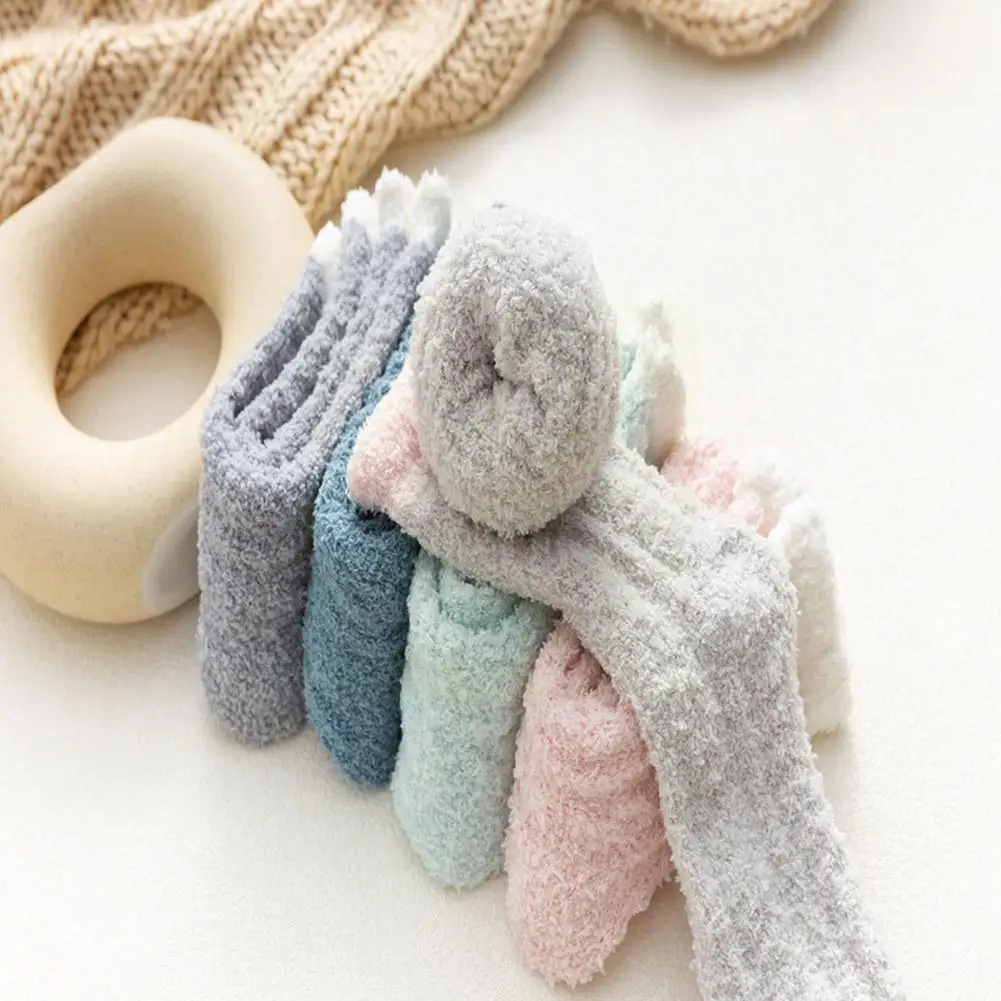 

Women Winter Warm Coral Velvet Fleece Sock Soft Fluffy Women Bed Floor Winter Slipper Boots Socks Home T0S1