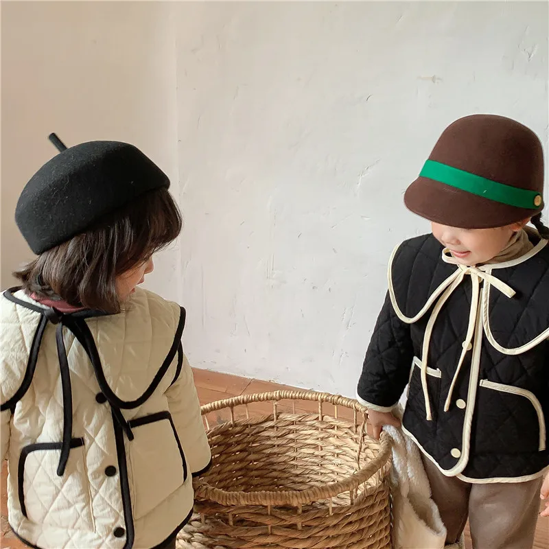 

Girls' cotton-padded jacket winter Korean style lapel detachable collar cotton-padded jacket plus velvet padded jacket