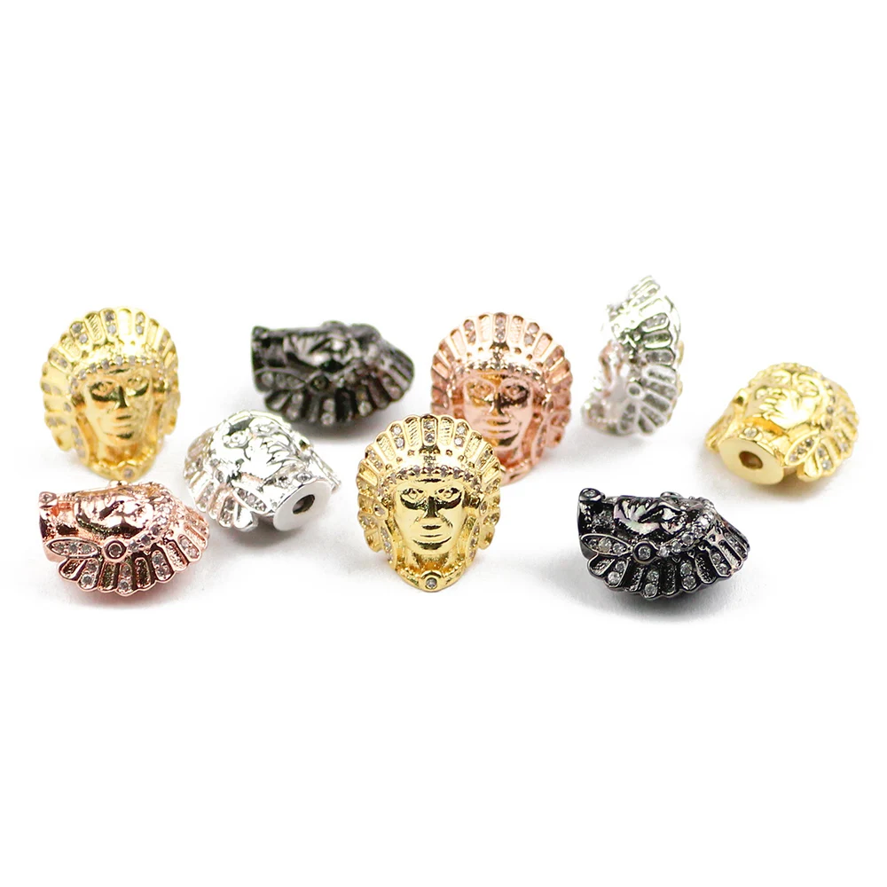 HGKLBB 2шт. Индейцы лицо подвеска обаяние металлические бусины медный свободный пробел для ювелирных изделий браслета ожерелье изготовления DIY находки.
