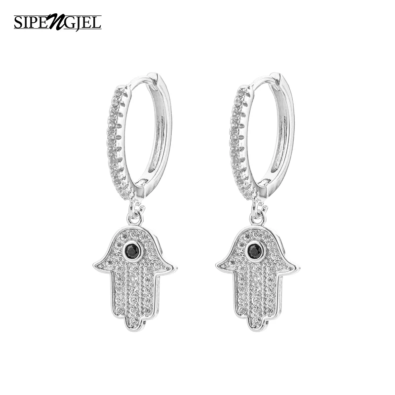 

Fashion Cubic Zircon Palm Earrings Bead Decoration Hoop Earings For Women Jewelery Wedding Party 2020