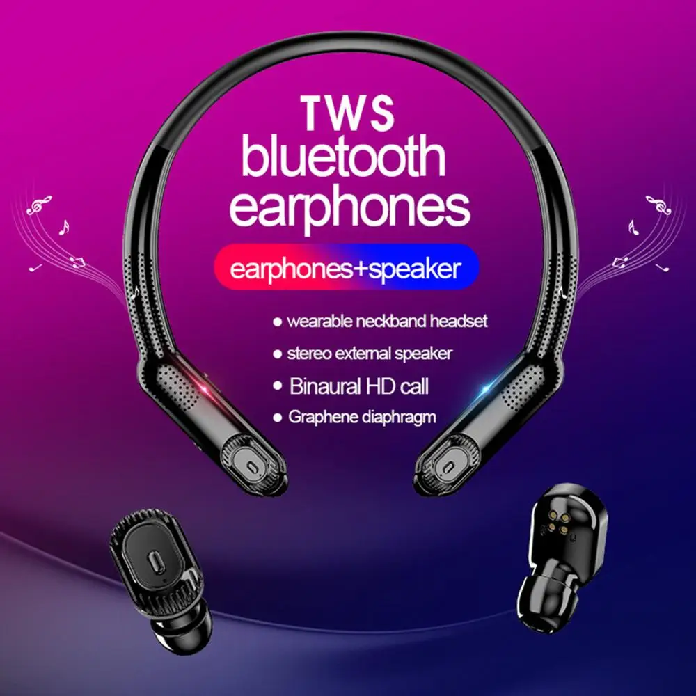 XG10 наушники вкладыши TWS Bluetooth с Портативный шеи радио плеер HD стерео Беспроводной