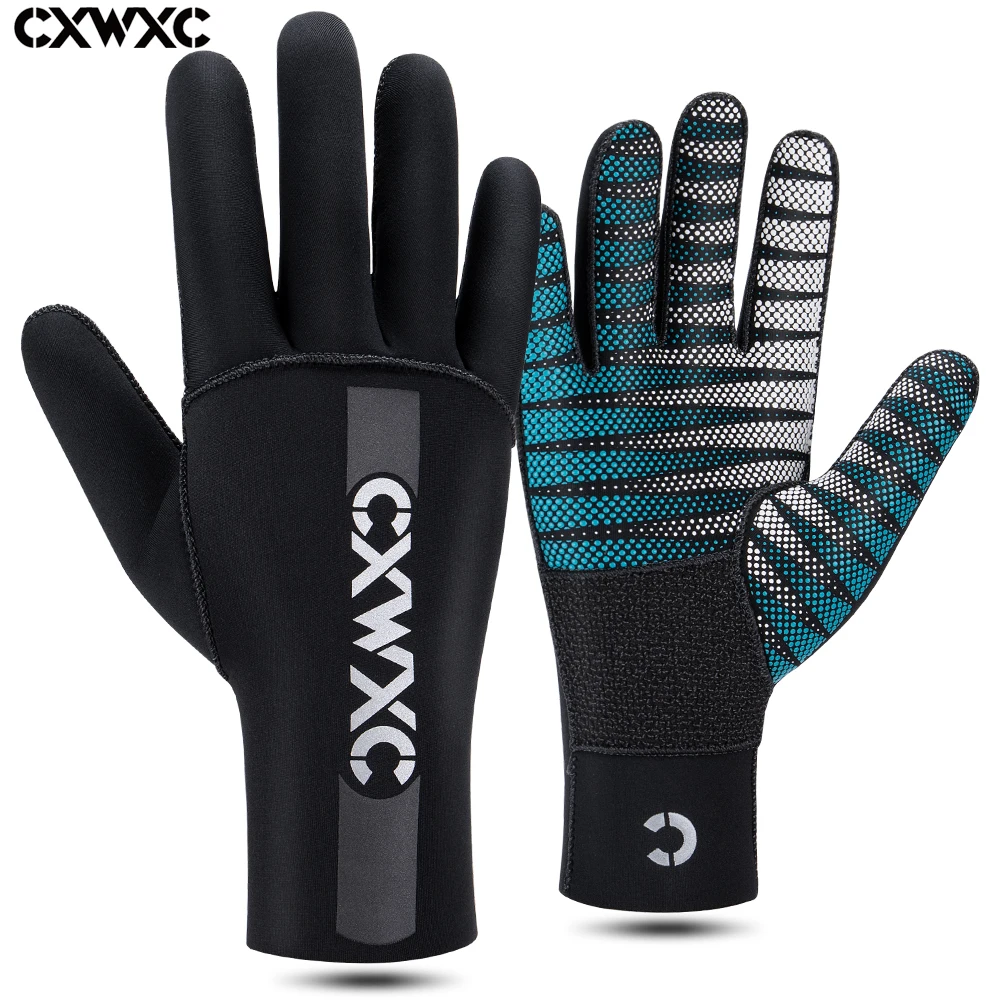 CXWXC Neoprene Winter Cycling Gloves Wetsuit Full Finger Gloves Unisex 3mm Flexible Thermal Snorkeling Scuba Diving Long Gloves