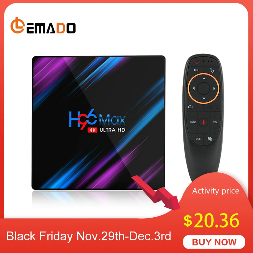 LEMADO H96 MAX tv Box Android 9 0 RK3318 4G 64G Поддержка HDMI 2 2K 4K HDR YouTube Netflix wifi 4G/5G USB 3 Box|ТВ-приставки и